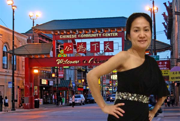Asian woman in front of China Town in San Francisco California